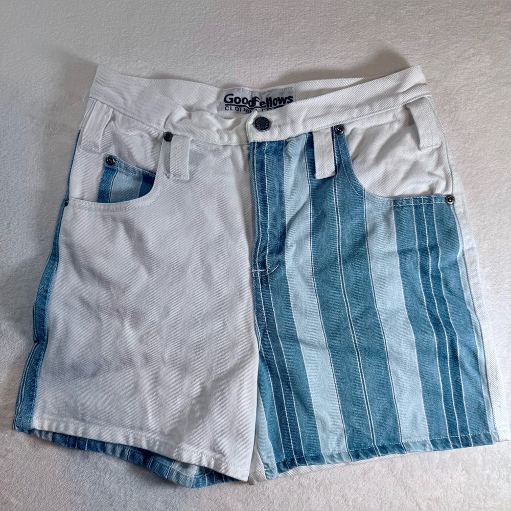 Girls vintage Good Fellows white and denim striped shorts girls size 16